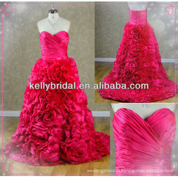 2014 new style red taffeta wedding dress with sweathreat neckline